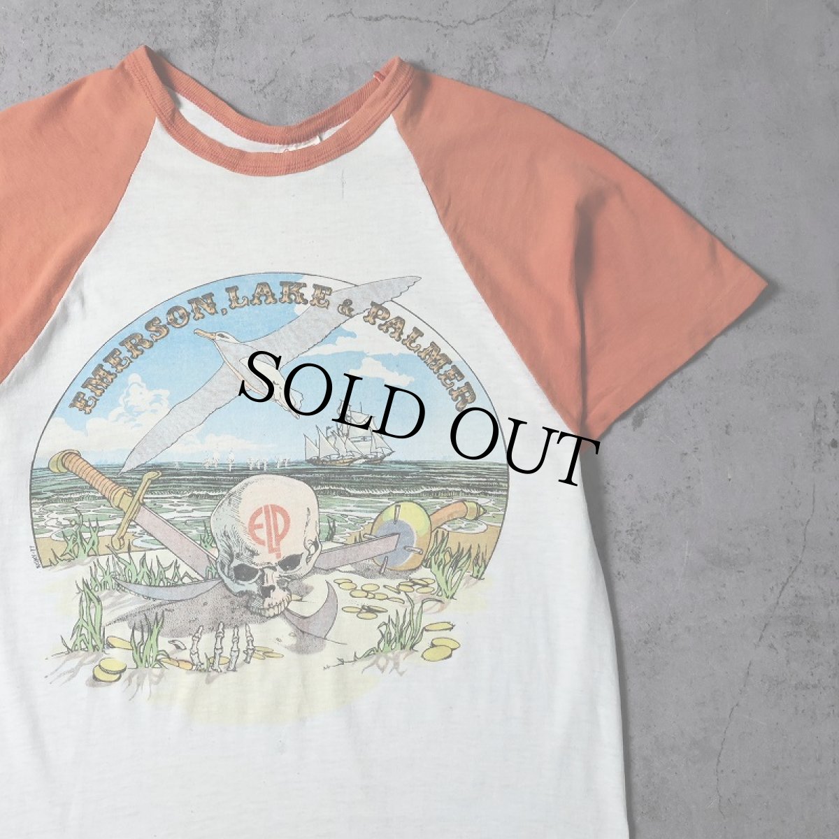 画像1: 70's Emerson, Lake & Palmer USA製 プログレッシブロックバンドラグランTシャツ M (1)