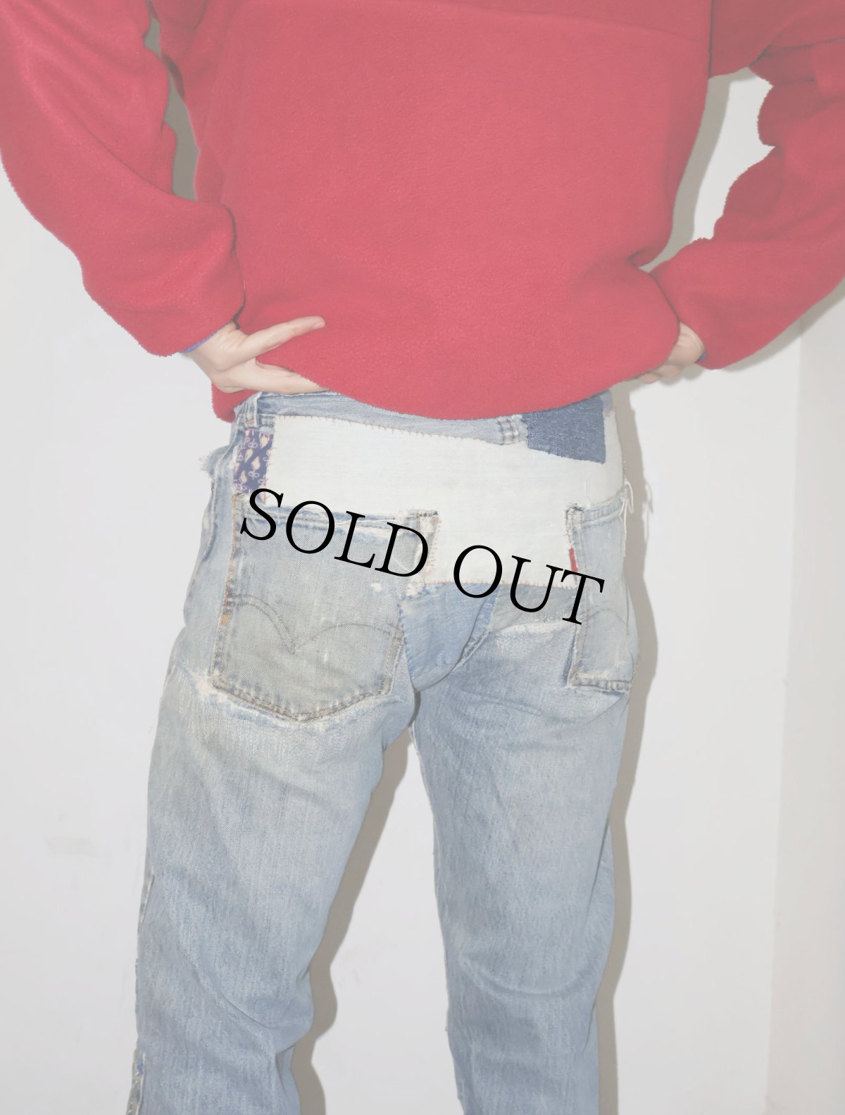 画像4: 70's Levi's 505 66single "耳付き" パッチワーク デニムパンツ W31 (4)