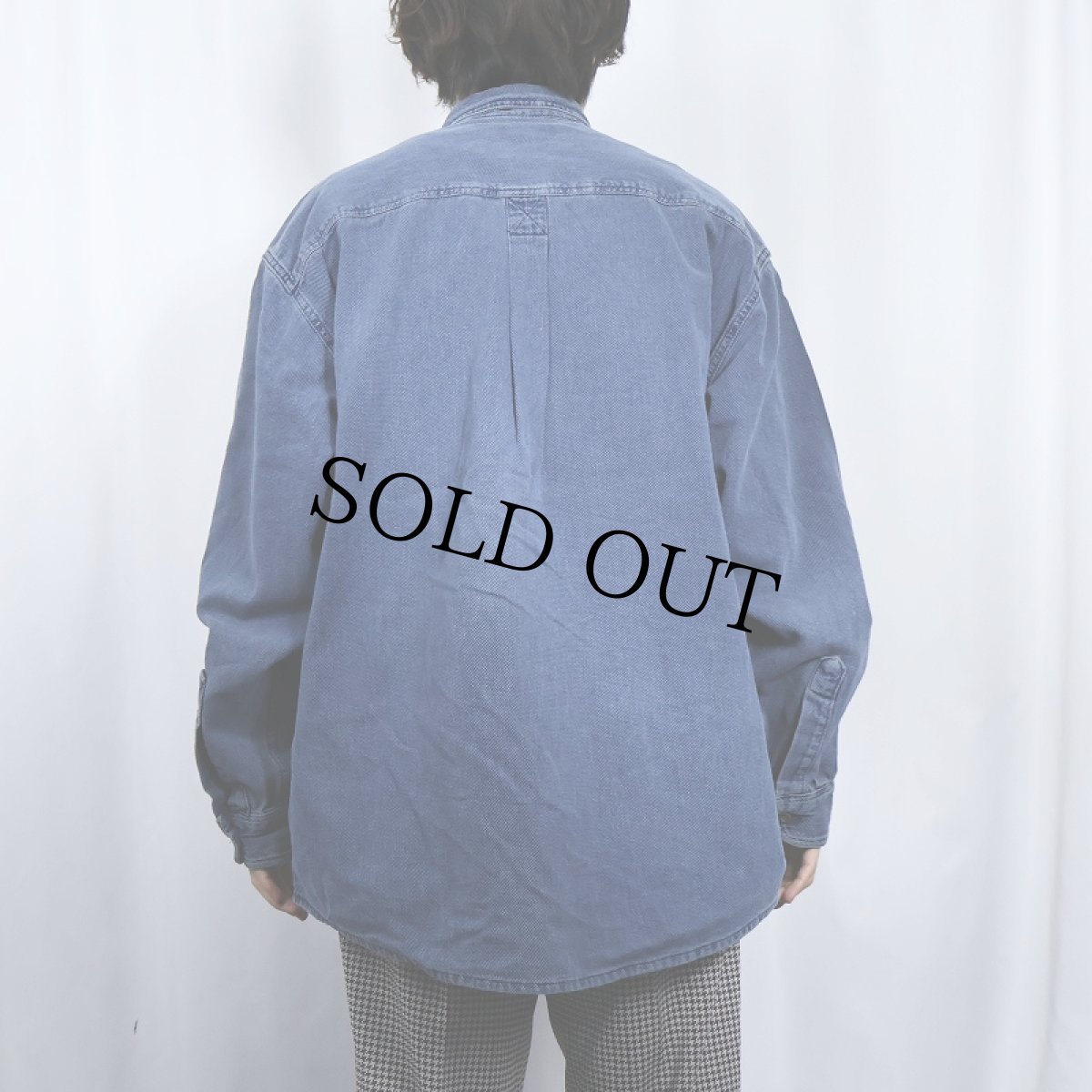 画像3: 80〜90's L.L.Bean USA製 刺子 インディゴ染め コットンボタンダウンシャツ L (3)