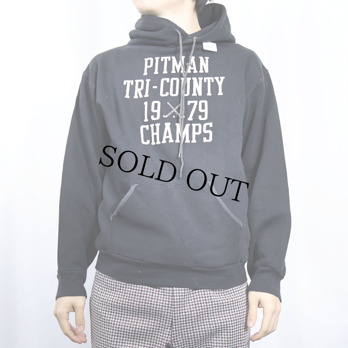 画像2: 70's RUSSEL ATHELETIC 金タグ USA製 "PITMAN  TRI-COUNTY 1979 CAMPS" プリントスウェットフーディー BLACK M (2)
