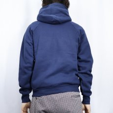 画像4: 90's USA製 "ERGOMANIAC WE HAVE THE ANT-SWERS!" プリントスウェットフーディー NAVY M (4)