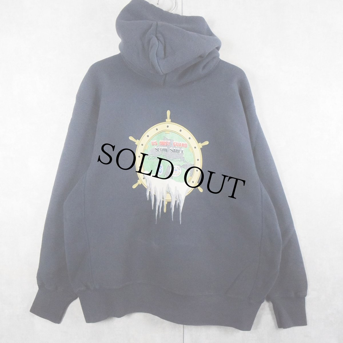 画像2: 90's COAST GUARD USA製 REVERSE WEAVE TYPE プリントスウェットフーディー NAVY XL (2)