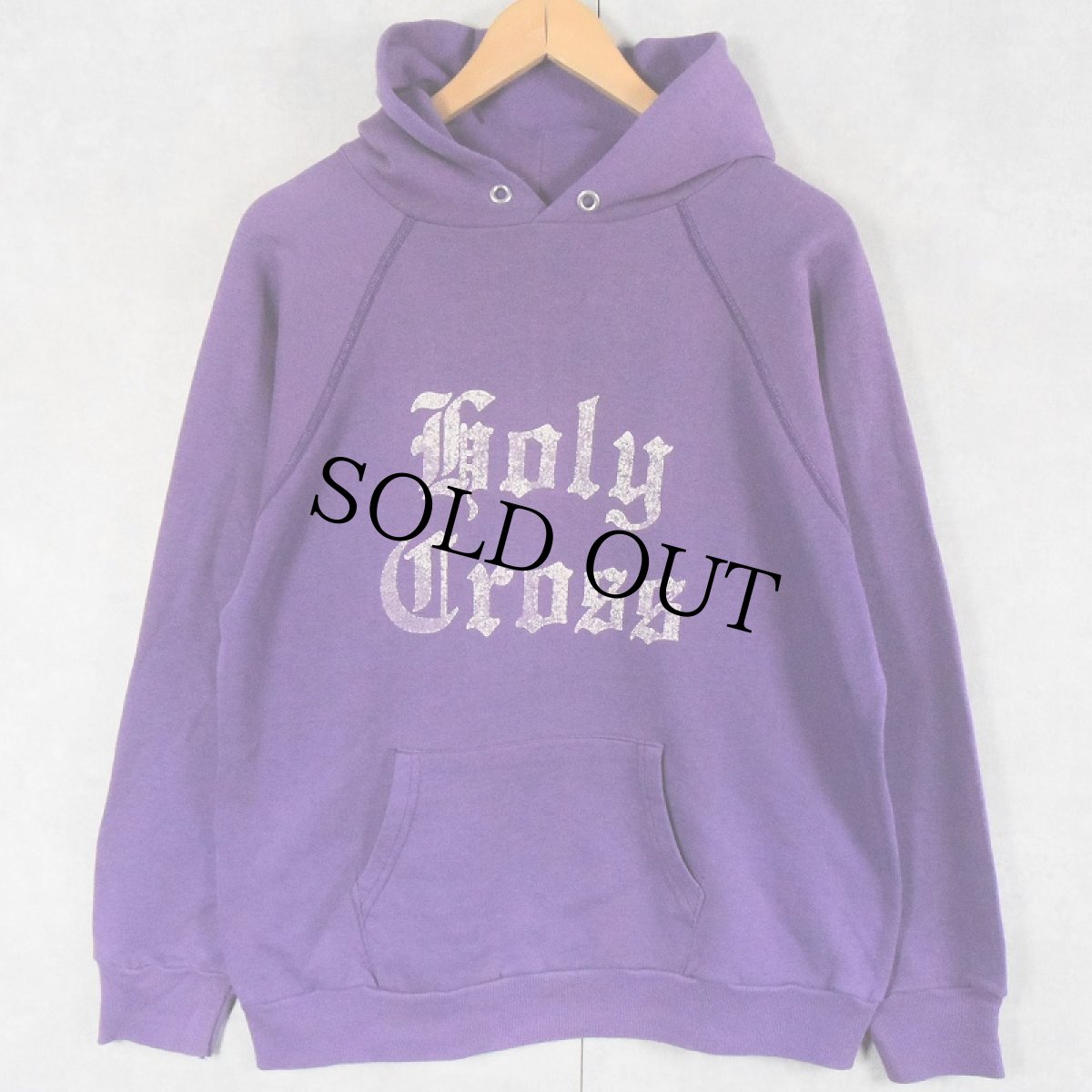 画像2: 80's Champion トリコタグ USA製 "Holy Cross" プリントスウェットフーディー L (2)