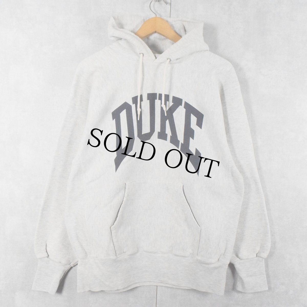 画像1: 90's the cotton exchange USA製 REVERSE WEAVE TYPE "DUKE" プリントスウェットフーディー L (1)
