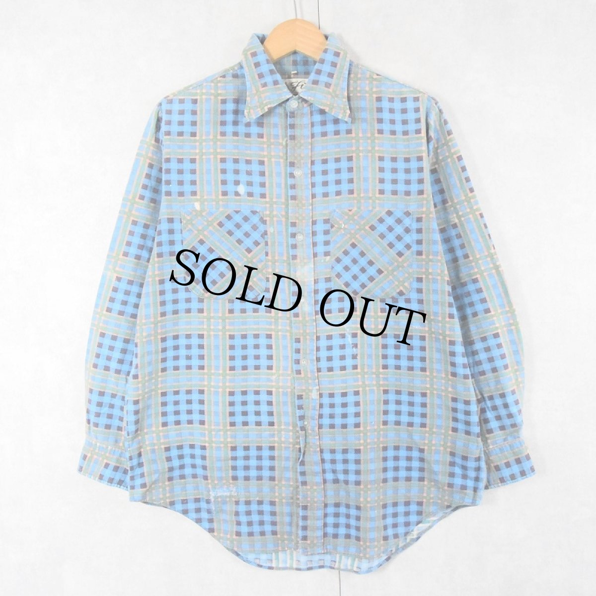 画像1: 70's Fir JCPenney チェック柄 プリントネルシャツ M (1)