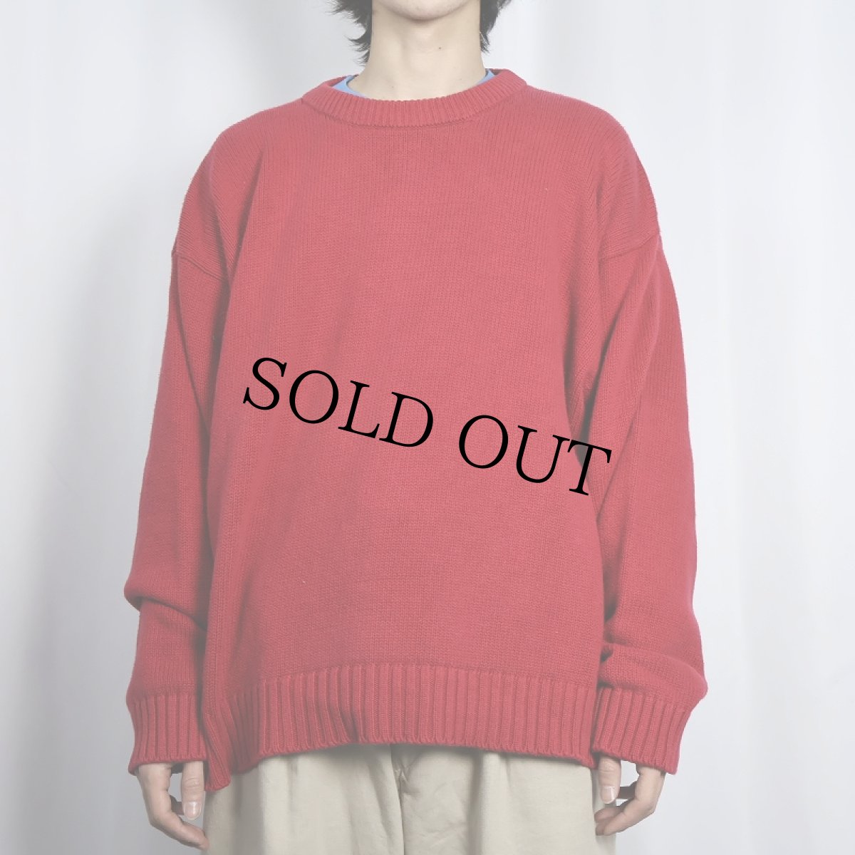 画像2: 90's Eddie Bauer 無地 コットンニトセーター XL (2)