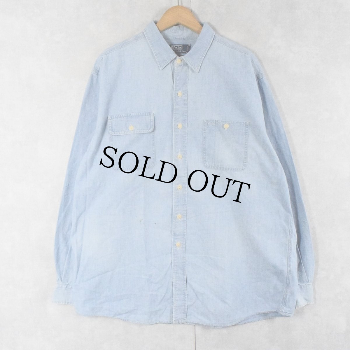 画像1: POLO Ralph Lauren "DUNGAREE WORKSHIRT" シャンブレーシャツ XL (1)
