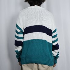 画像3: 90's Eddie Bauer マルチボーダー柄 コットンニトセーター M (3)