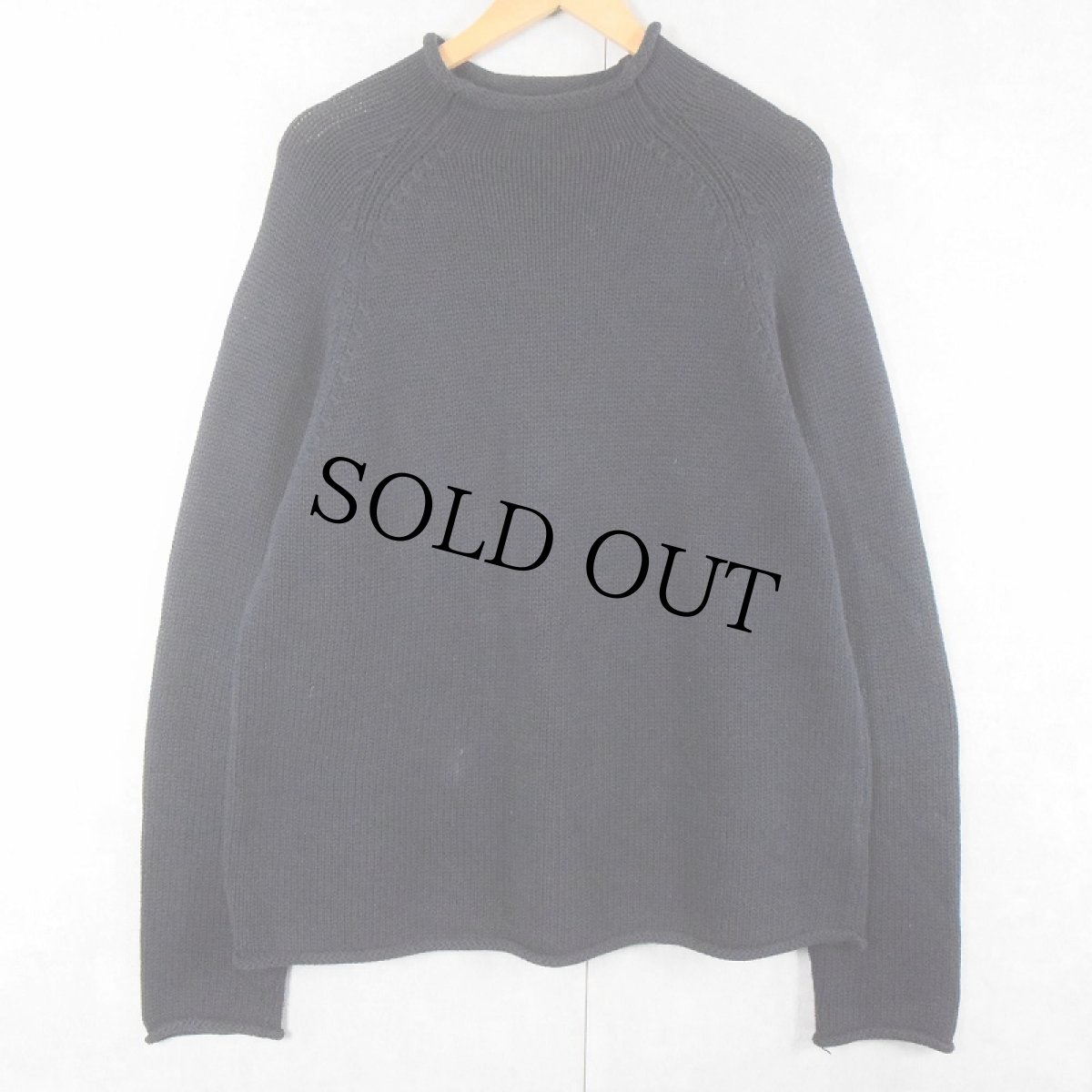 画像1: J.CREW ロールネック コットンニットセーター NAVY M (1)