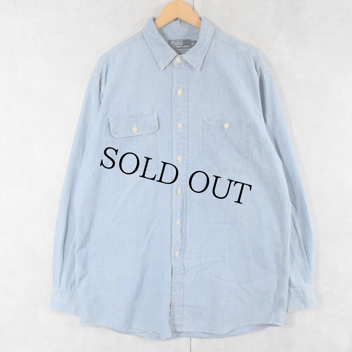 画像1: POLO Ralph Lauren "DUNGAREE WORKSHIRT" シャンブレーシャツ L (1)