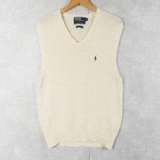 画像2: POLO Ralph Lauren ロゴ刺繍 リネン×コットン ニットベスト M (2)