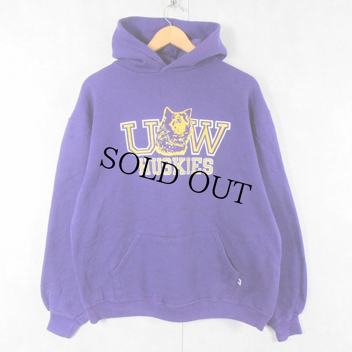 画像1: 80's RUSSELL ATHLETIC USA製 "UW HUSKIES" プリントスウェットフーディー XL (1)