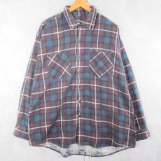 画像1: S.Wm. Casuals チェック柄 プリントネルシャツ XL (1)