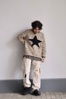画像2: 星柄 ロールネック ウールハンドニットセーター (2)