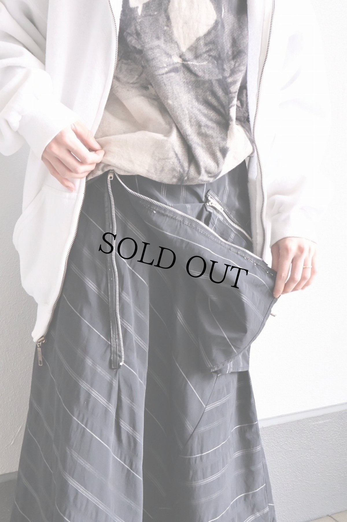 画像4: ストライプ柄 デザインスカート BLACK W30 (4)