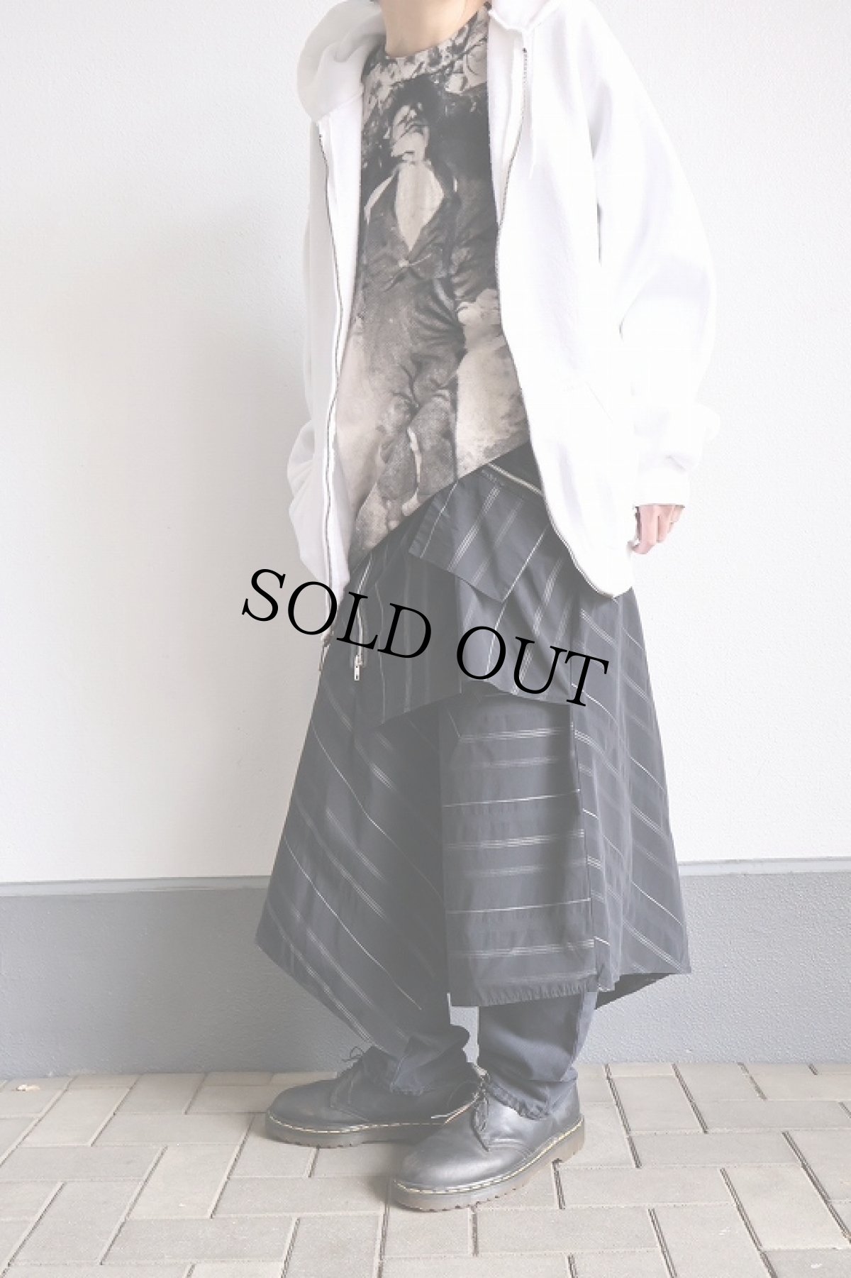 画像3: ストライプ柄 デザインスカート BLACK W30 (3)