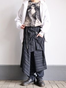 画像1: ストライプ柄 デザインスカート BLACK W30 (1)