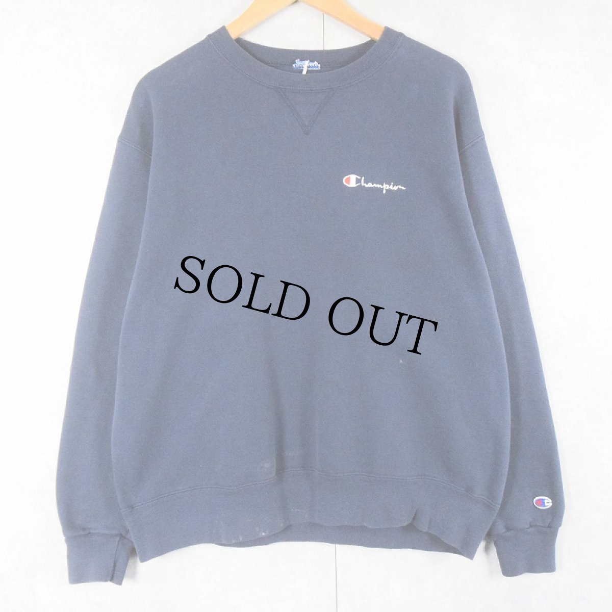 画像1: 80〜90's Champion USA製 青刺繍タグ 後期 前Vスウェット NAVY (1)
