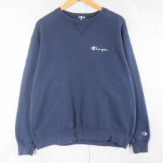 画像1: 80〜90's Champion USA製 青刺繍タグ 後期 前Vスウェット NAVY (1)