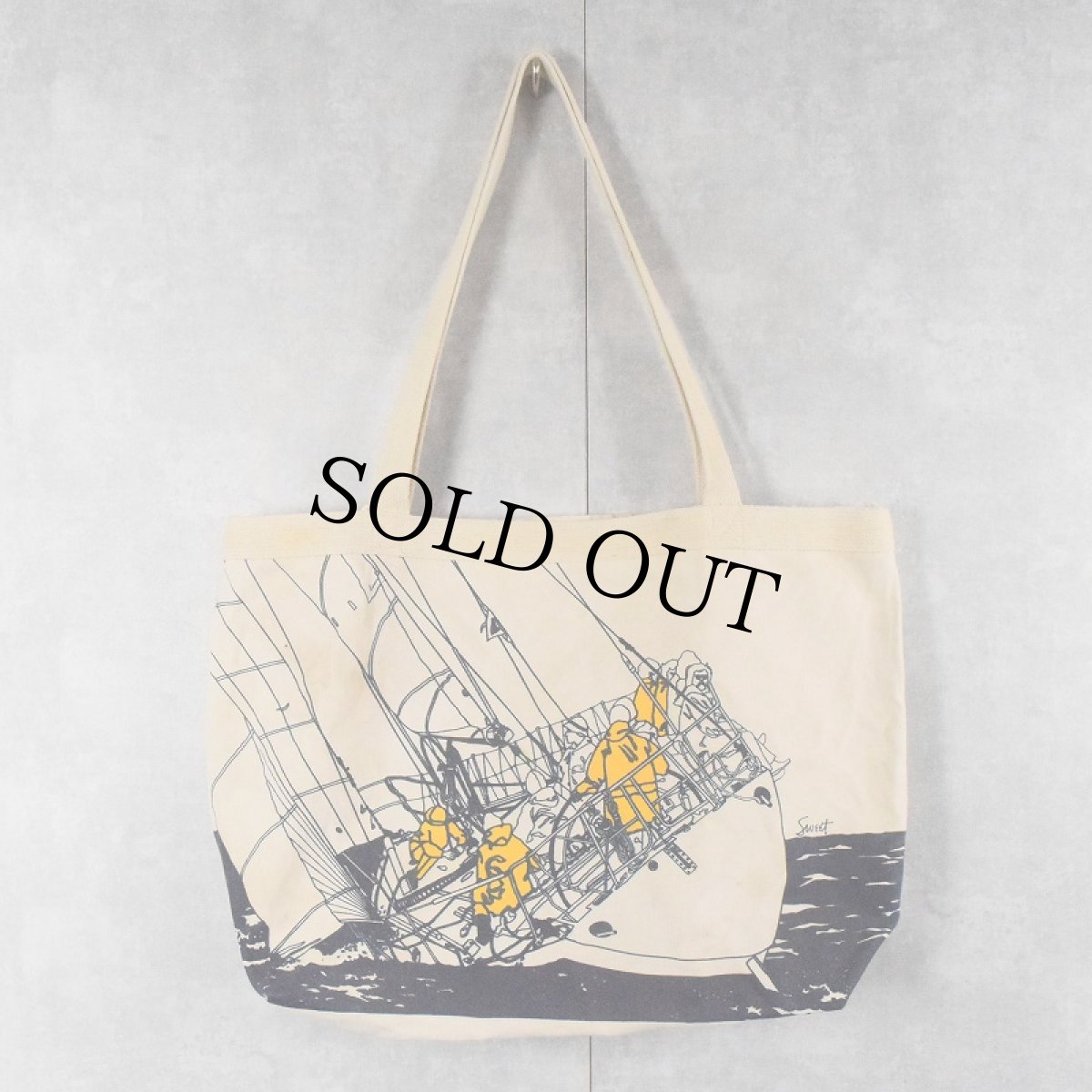画像1: UNKNOWN セーリングプリント キャンバストートバッグ (1)