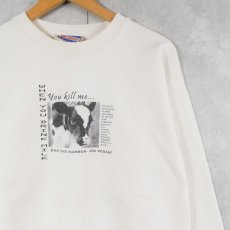 画像1: 【SALE】 Hanes "ULTIMATE COTTON" "WHEN YOU DRINK MILK You kill me..." メッセージプリントスウェット S (1)