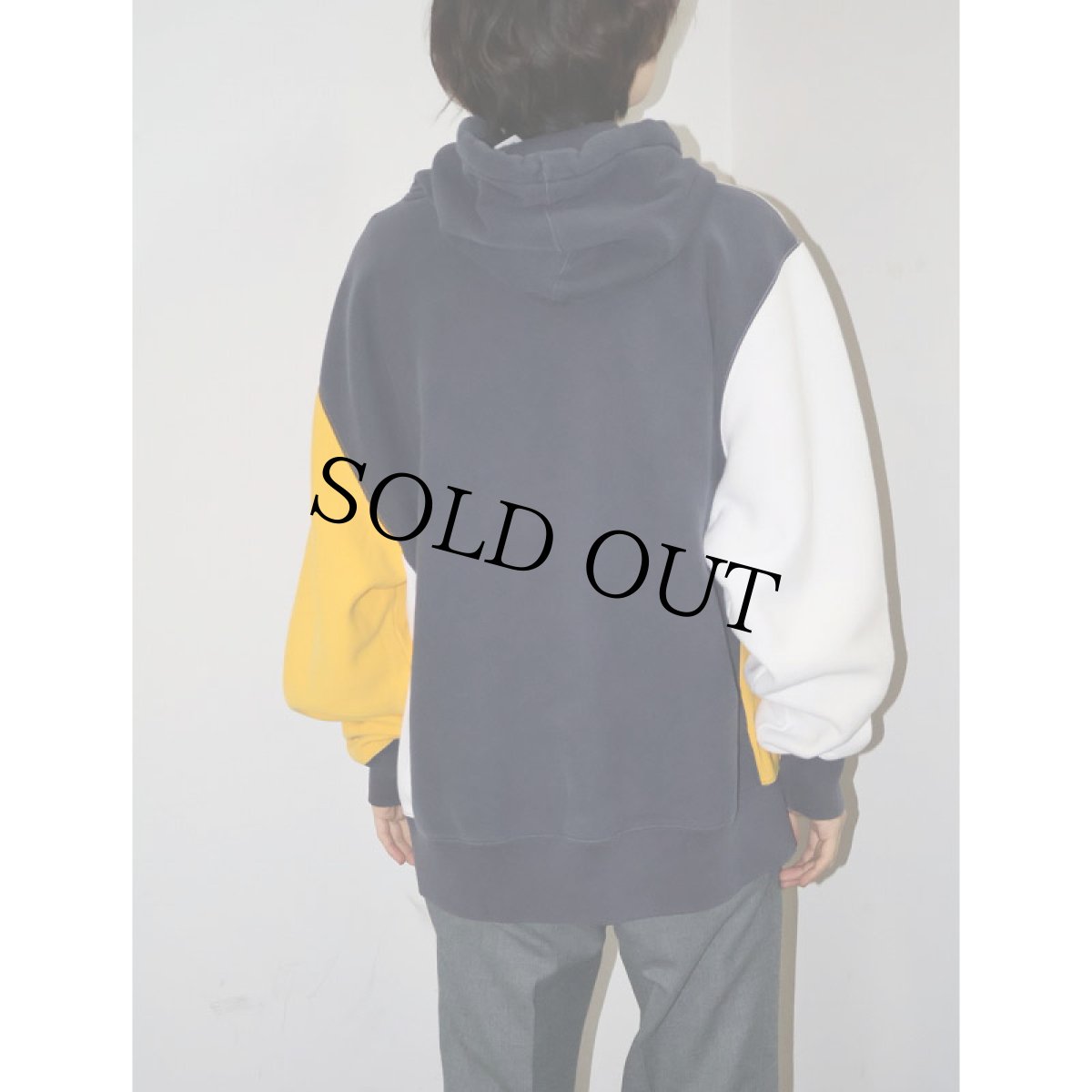 画像2: Champion ロゴ刺繍 パネル切り替え スウェットフーディー XL (2)