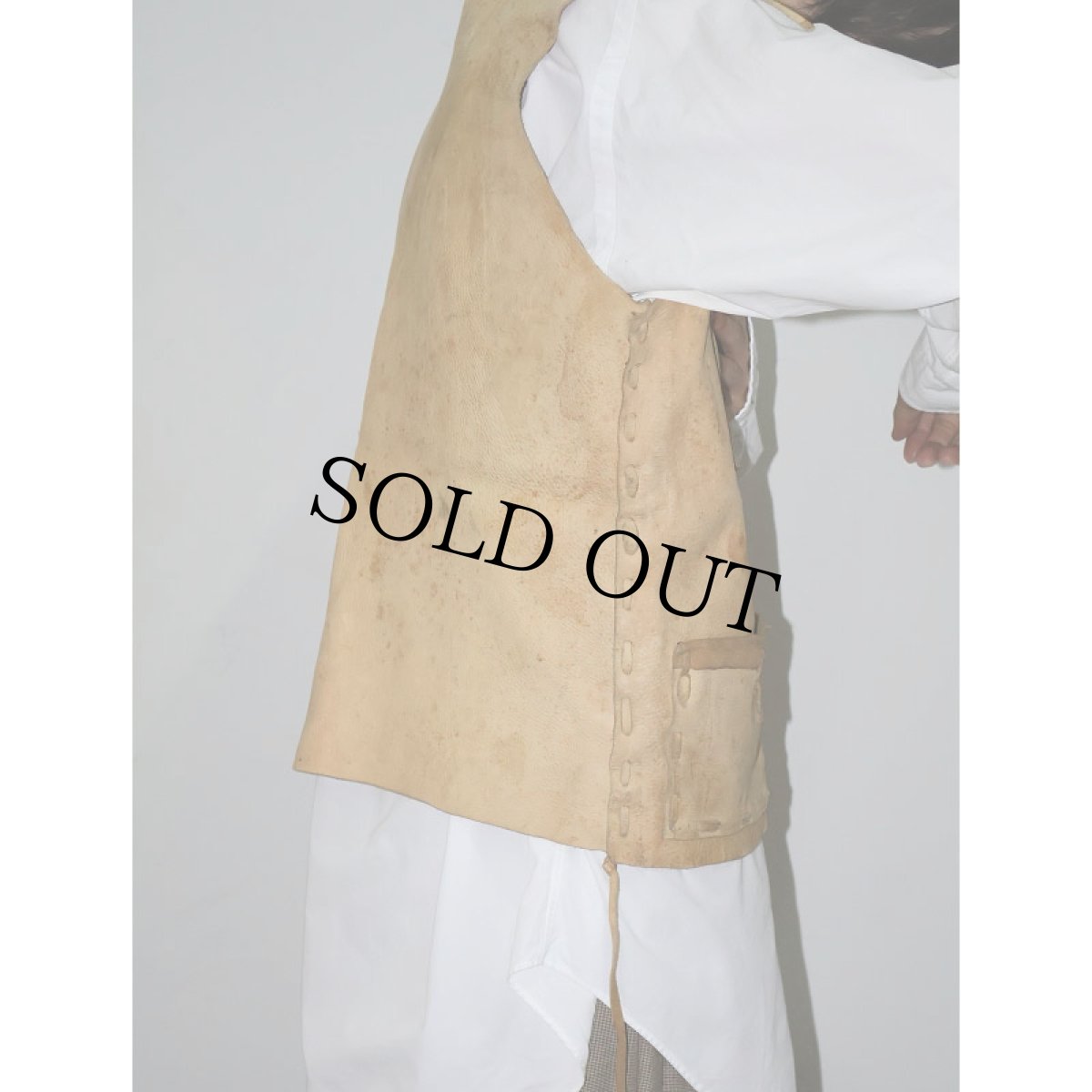 画像3: VINTAGE ハンドメイド レースアップレザーベスト (3)