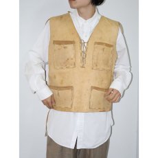 画像1: VINTAGE ハンドメイド レースアップレザーベスト (1)