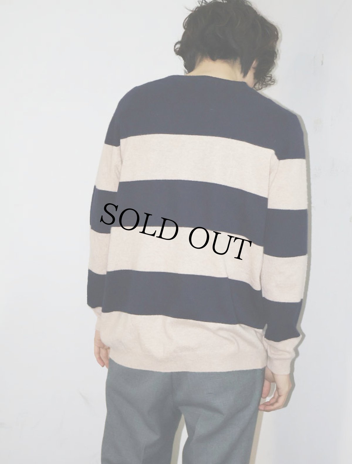 画像2: PURE COLLECTION ボーダー柄 カシミアニットセーター NAVY×BEIGE SIZE40 (2)