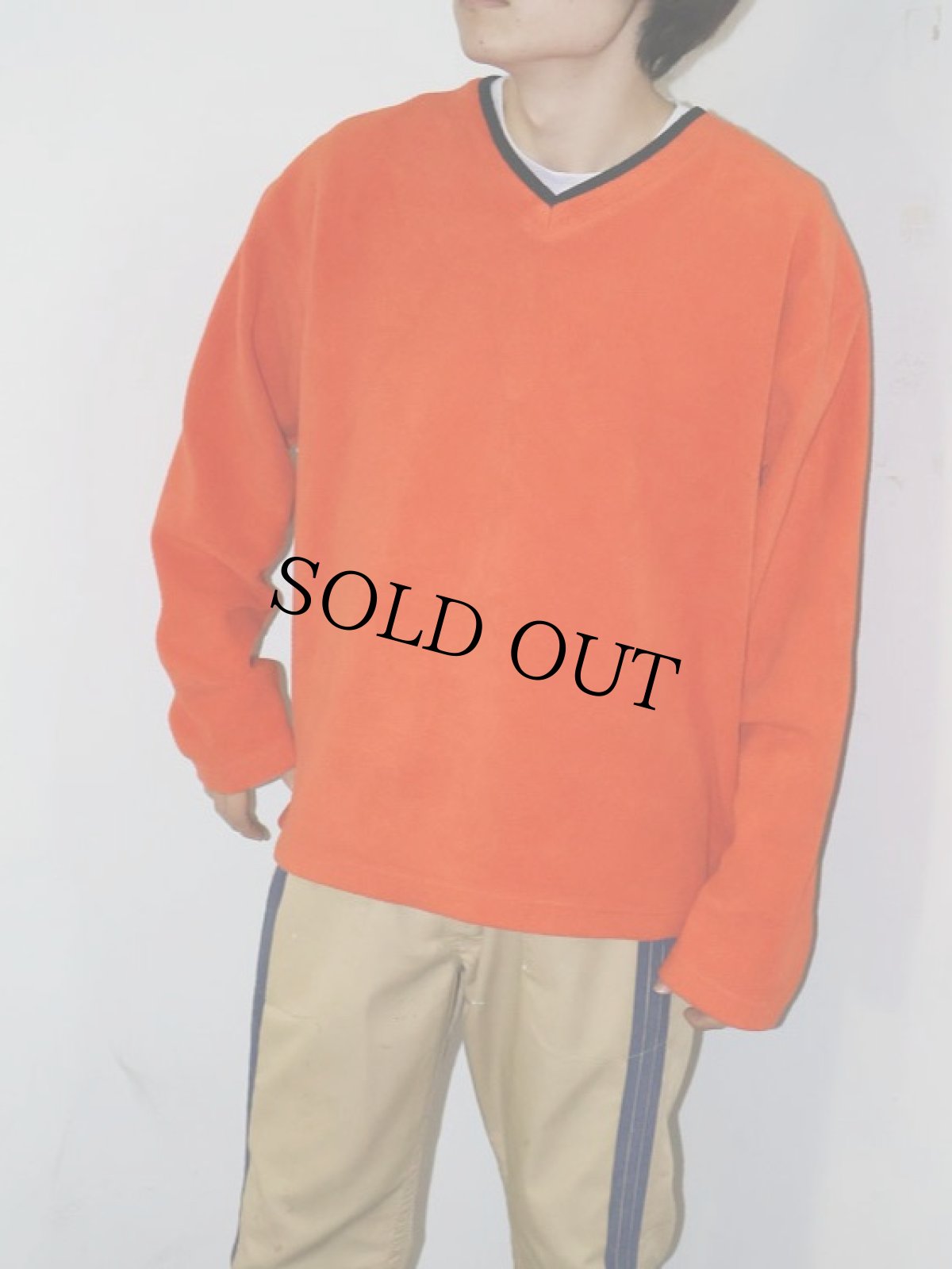 画像1: GAP Vネック フリースプルオーバー L (1)