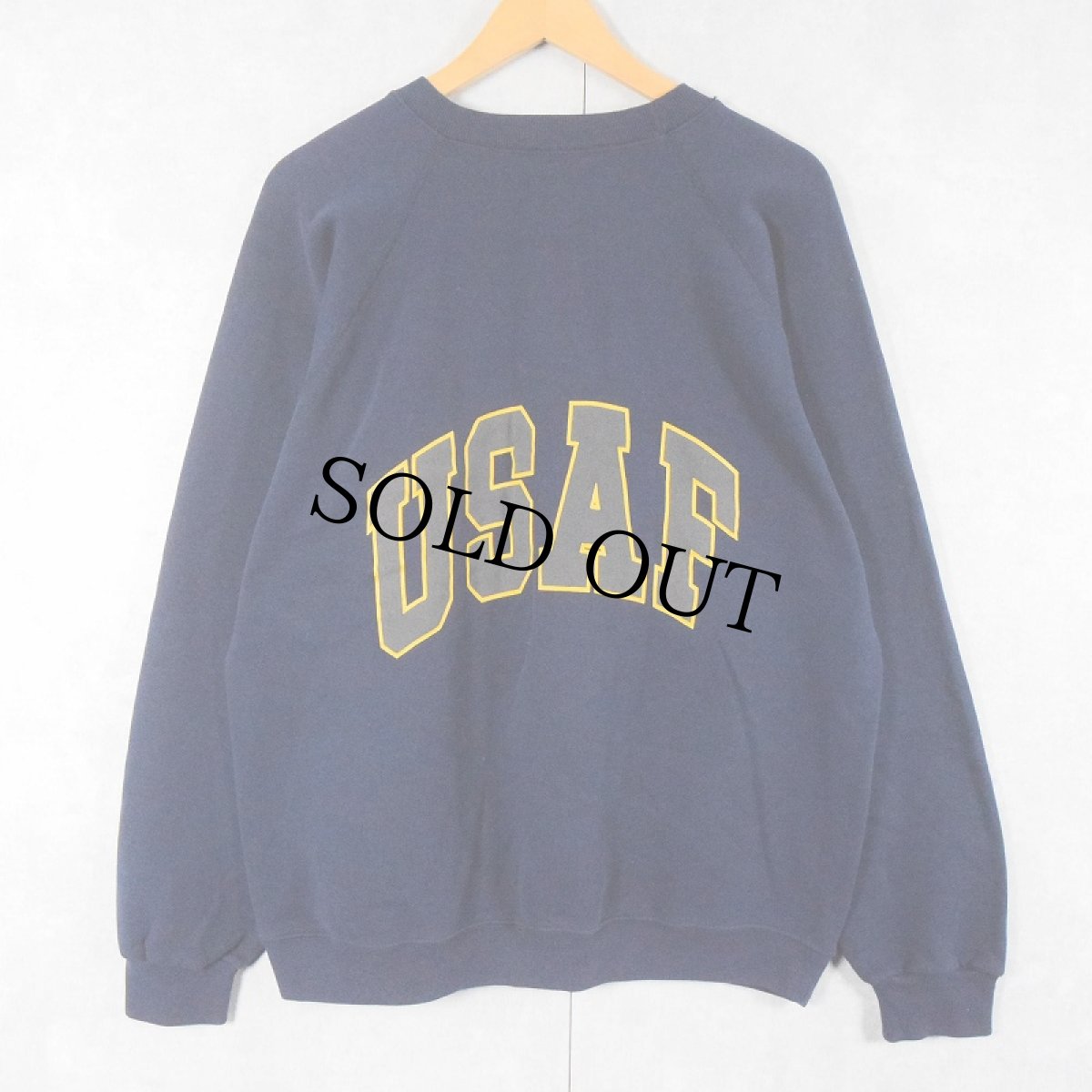 画像2: 90's SOFFE USA製 "USAF" リフレクタープリントラグランスウェット NAVY XL (2)