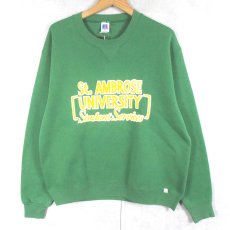 画像1: 80's RUSSELL ATHLETIC USA製 "St. AMBROSE UNIVERSITY" 前V プリントスウェット L (1)
