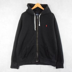 画像1: POLO Ralph Lauren ロゴ刺繍 スウェットジップパーカー BLACK XXL (1)