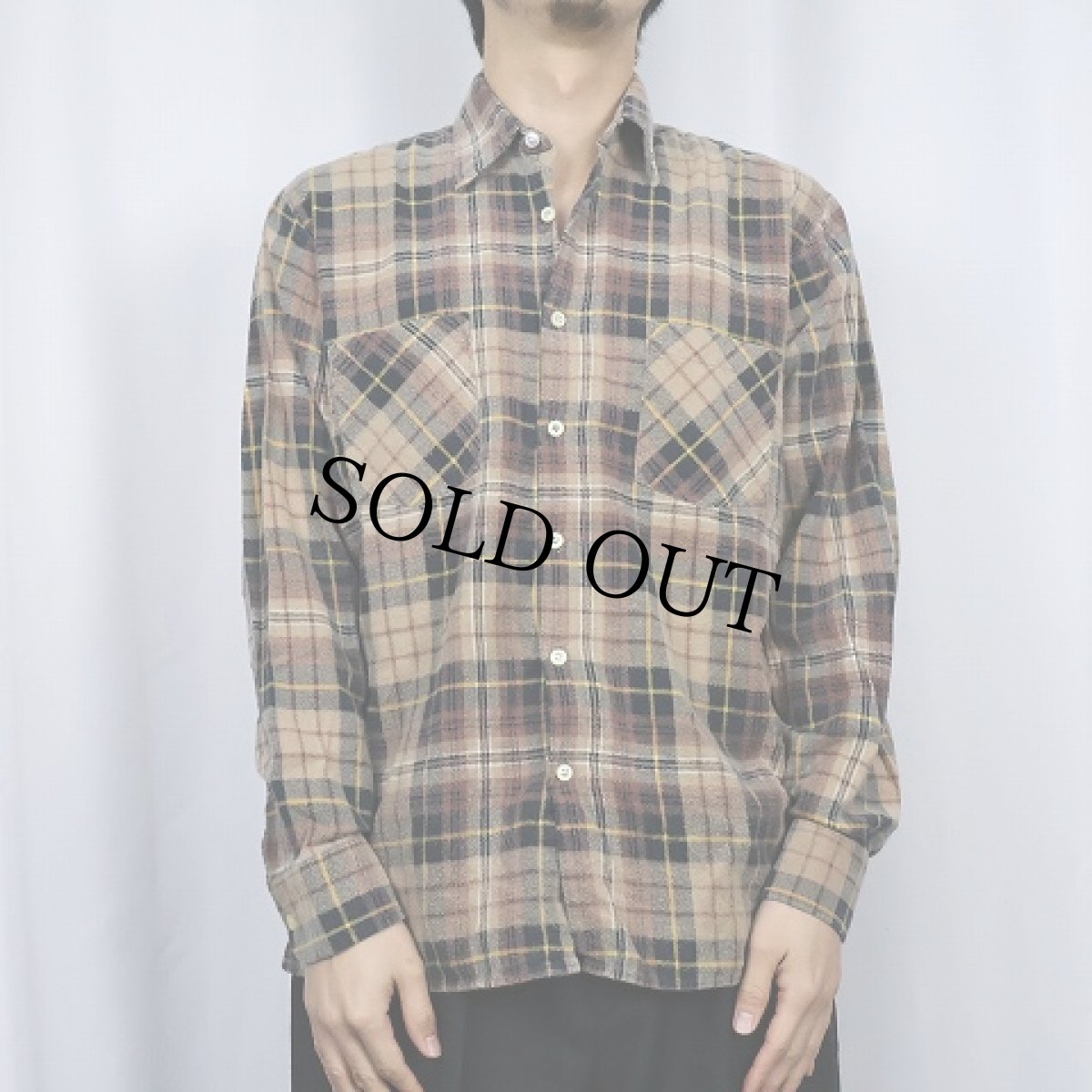 画像2: 80's SAUGATUCK チェック柄 プリントネルシャツ M (2)