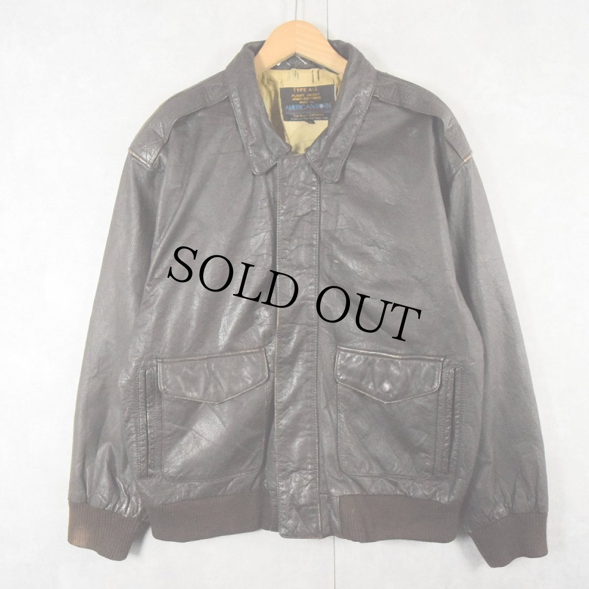 画像1: 90's AMERICAN BORN "A-2 TYPE" レザーフライトジャケット BROWN XL (1)