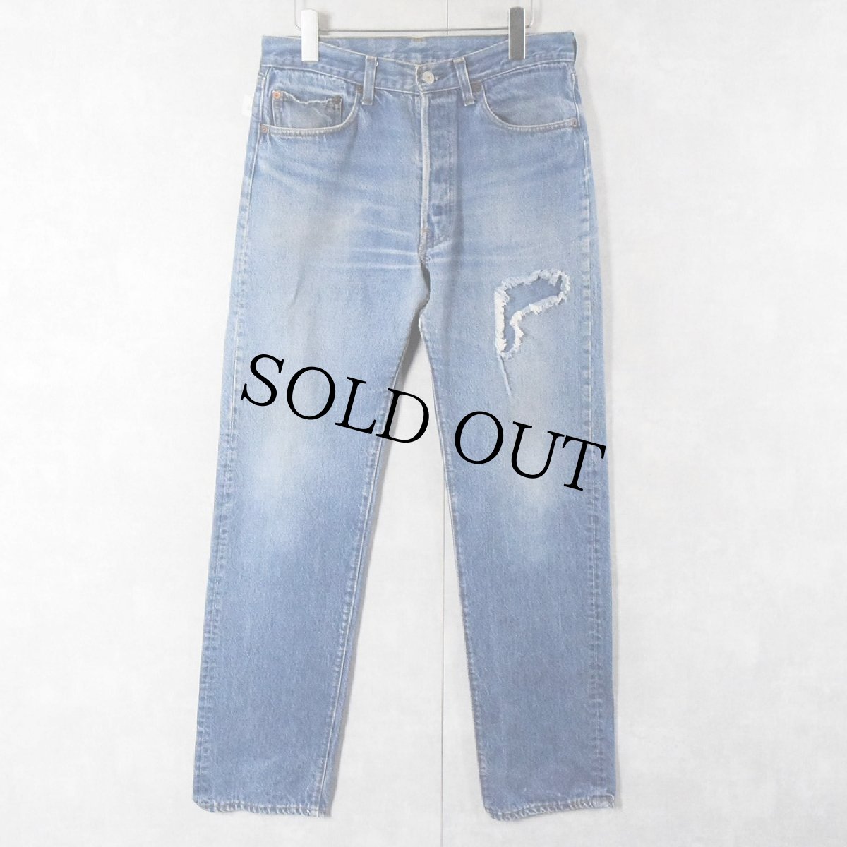 画像1: 80's Levi's 501 USA製 ブランクタブ 内股シングル デニムパンツ W31 (1)