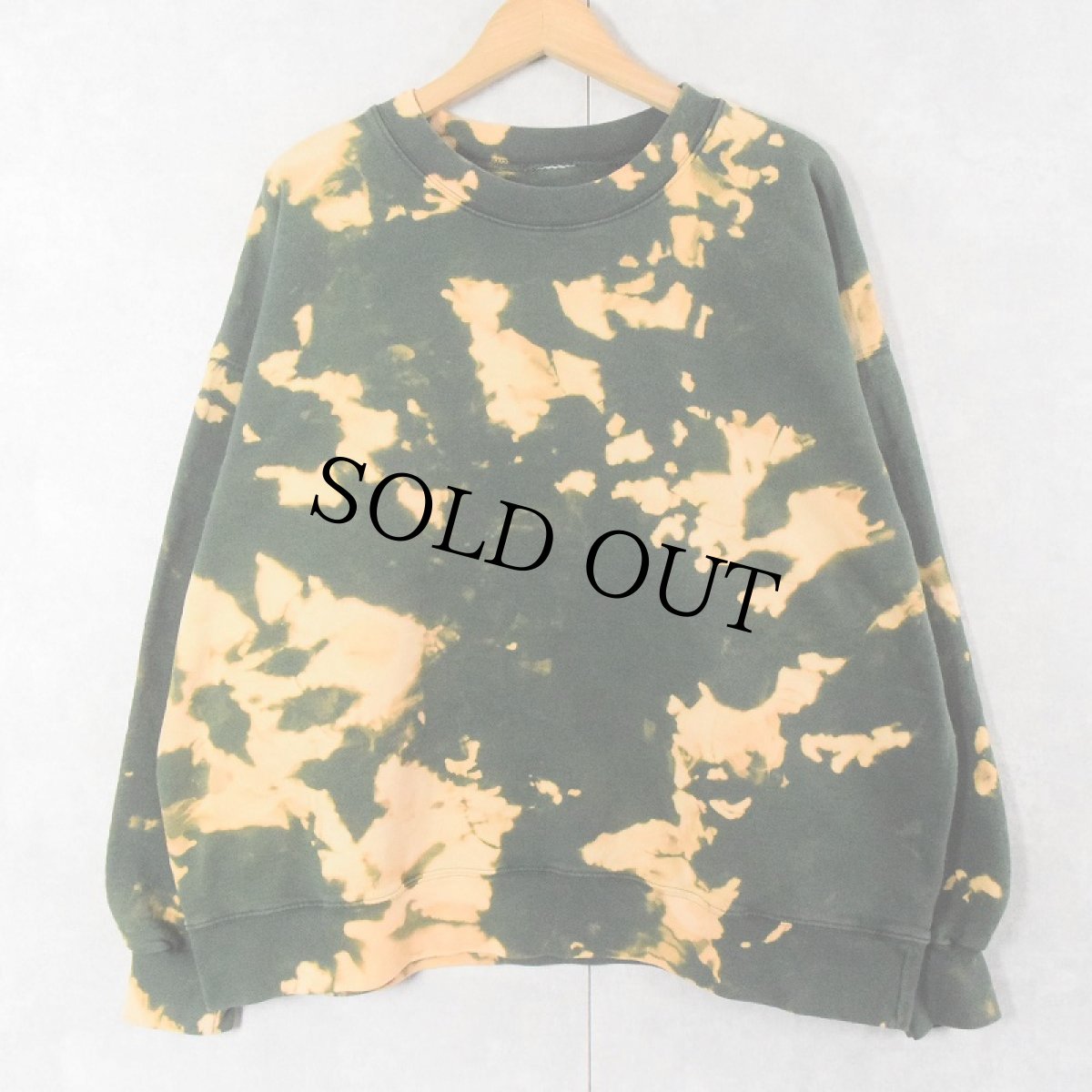 画像1: ブリーチ加工 スウェット GREEN (1)