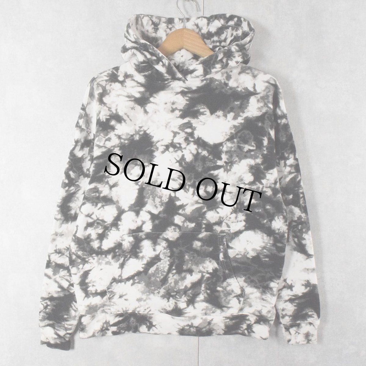 画像1: タイダイ柄 スウェットフーディー BLACK×WHITE S (1)