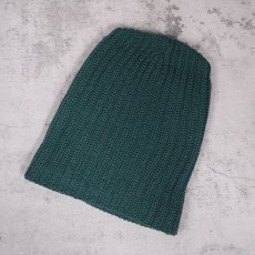 画像1: COLUMBIA KNIT USA製 ロングコットンウォッチキャップ EVERGREEN (1)
