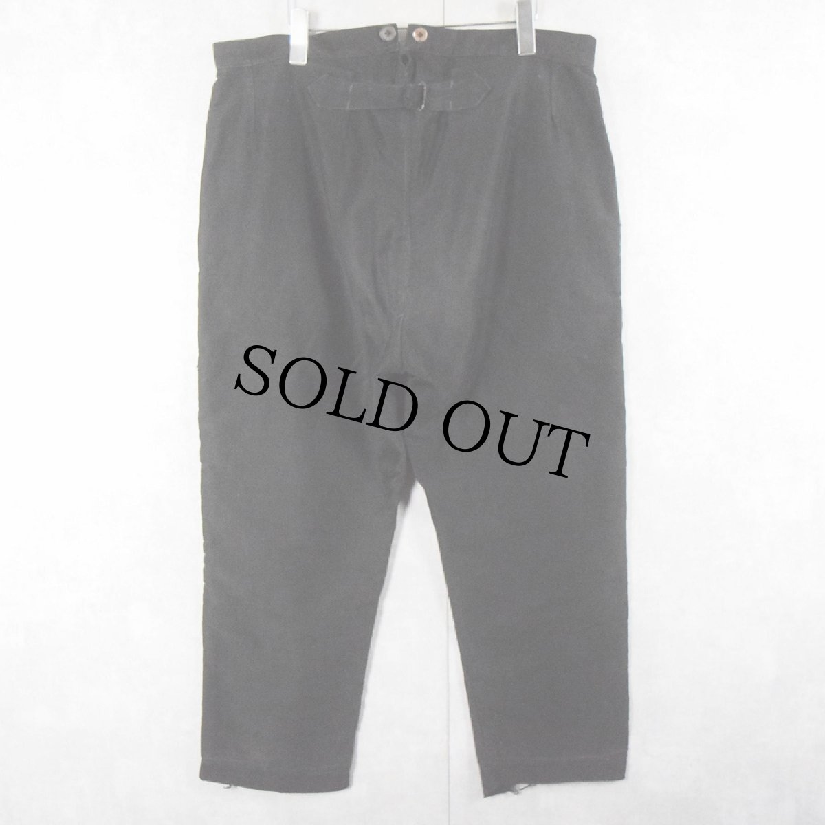 画像2: VINTAGE EURO 針刺しシンチバック ブラックモールスキン ワークパンツ W46 (2)