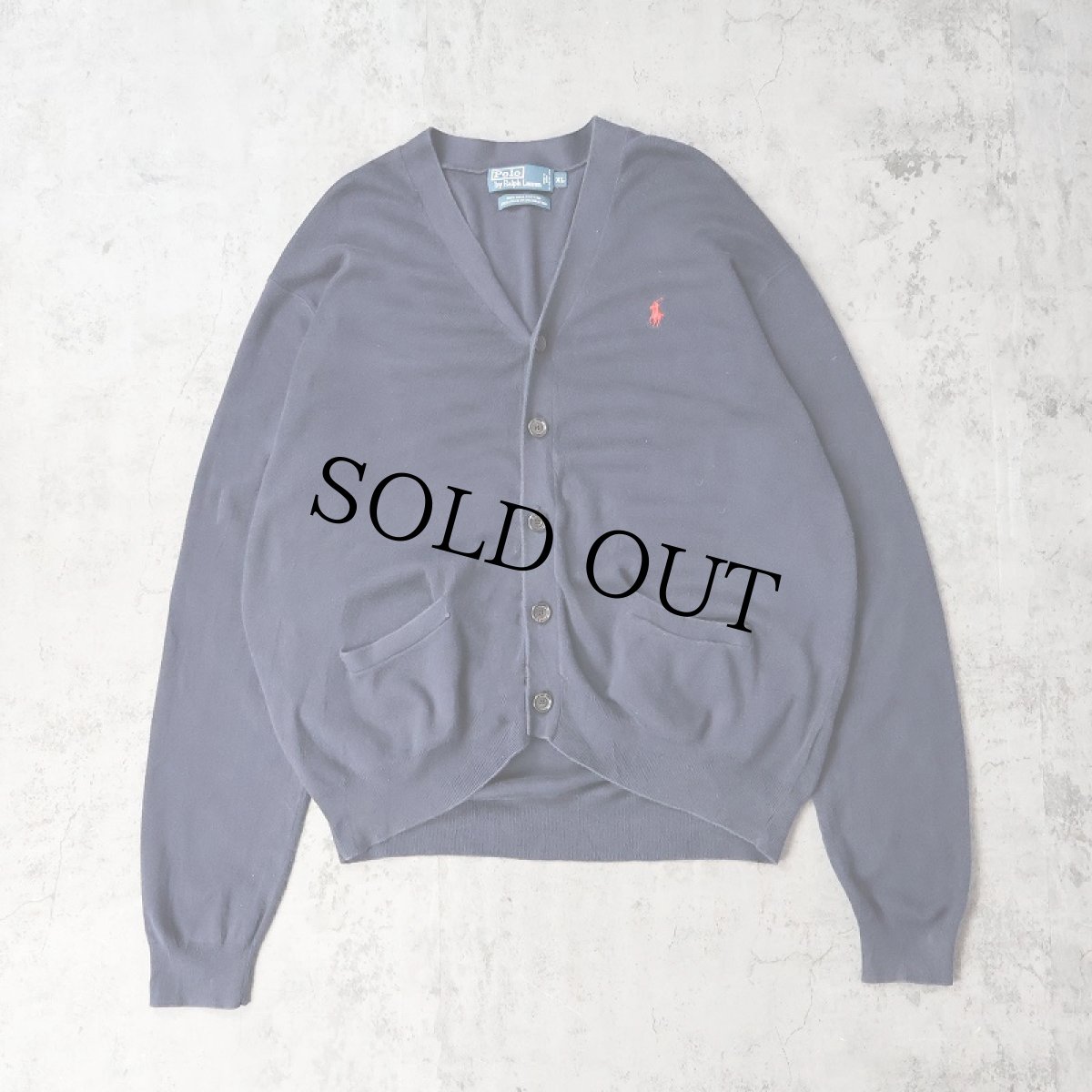 画像1: POLO Ralph Lauren ピマコットン ニットカーディガン NAVY XL (1)