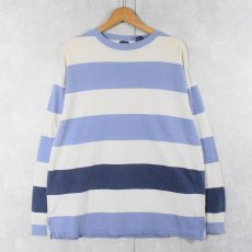 画像1: 90's GAP ボーダー柄 鹿の子ロンT L (1)