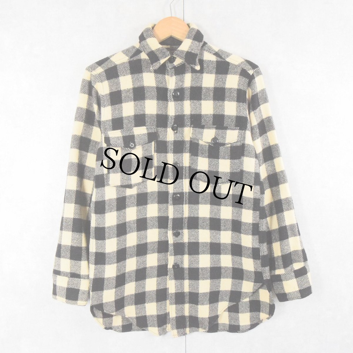 画像1: 60's Woolrich ブロックチェック柄 ウールシャツ SIZE14 (1)