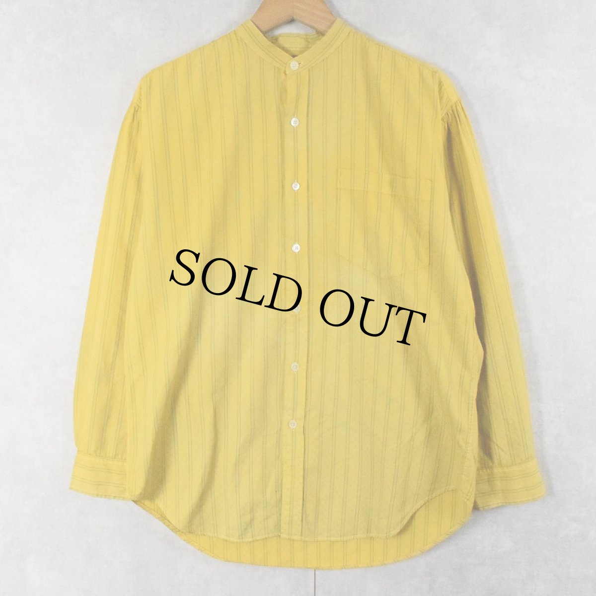 画像2: 【SALE】 Ralph Lauren 柄織 ストライプ柄 バンドカラー コットンシャツ size12 (2)