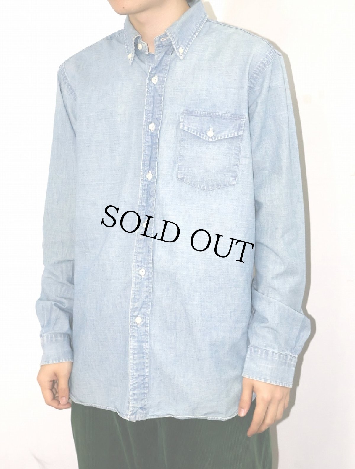 画像1: Ralph Lauren ボタンダウン シャンブレーシャツ M (1)