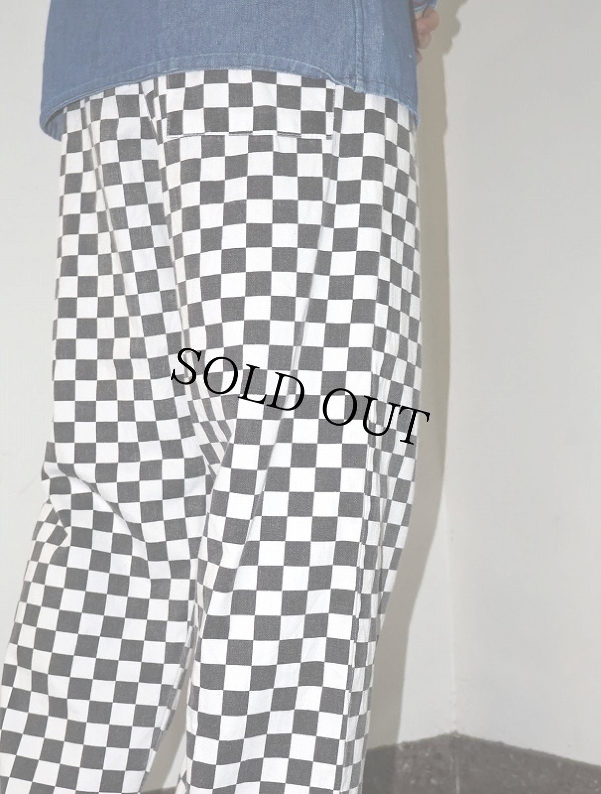 画像2: チェッカー柄 コットンシェフパンツ M (2)