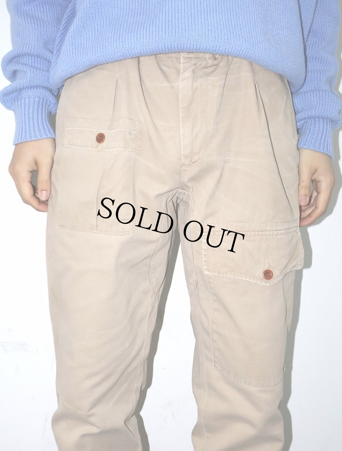 画像1: POLO Ralph Lauren "SLIM GI FIT" British Army Type コットントラウザーズ W36 (1)