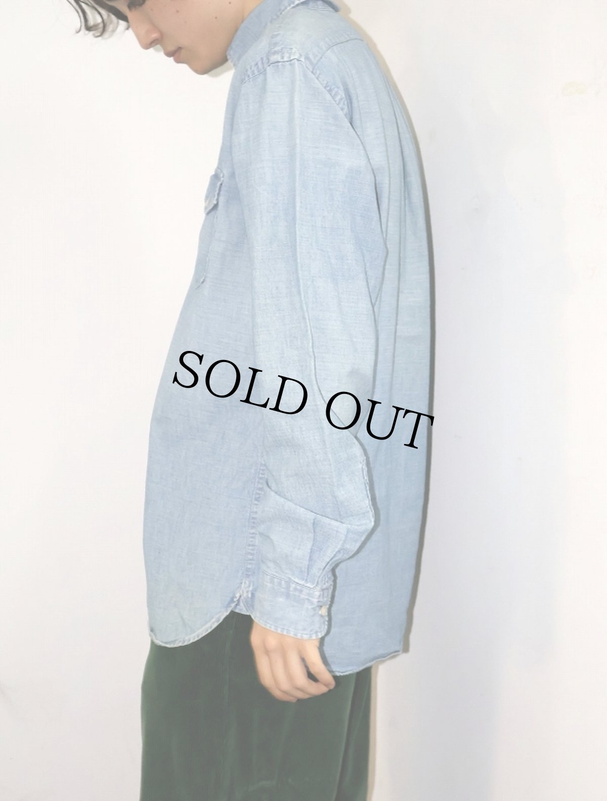 画像2: Ralph Lauren ボタンダウン シャンブレーシャツ M (2)