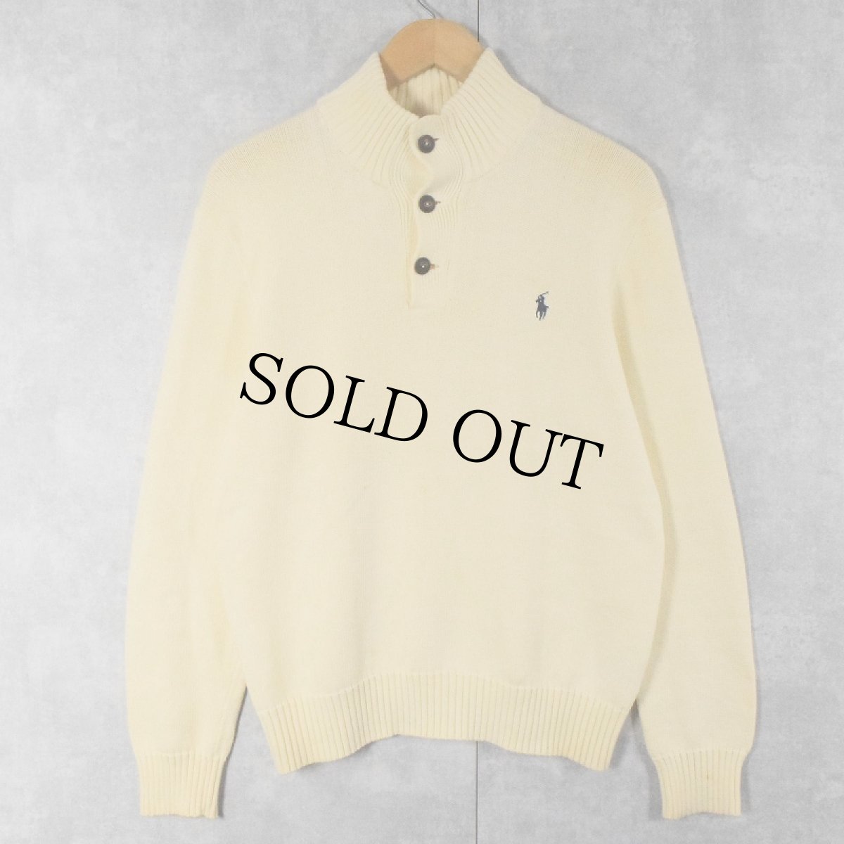 画像1: POLO Ralph Lauren ロゴ刺繍 ハイネック コットンニットセーター L (1)