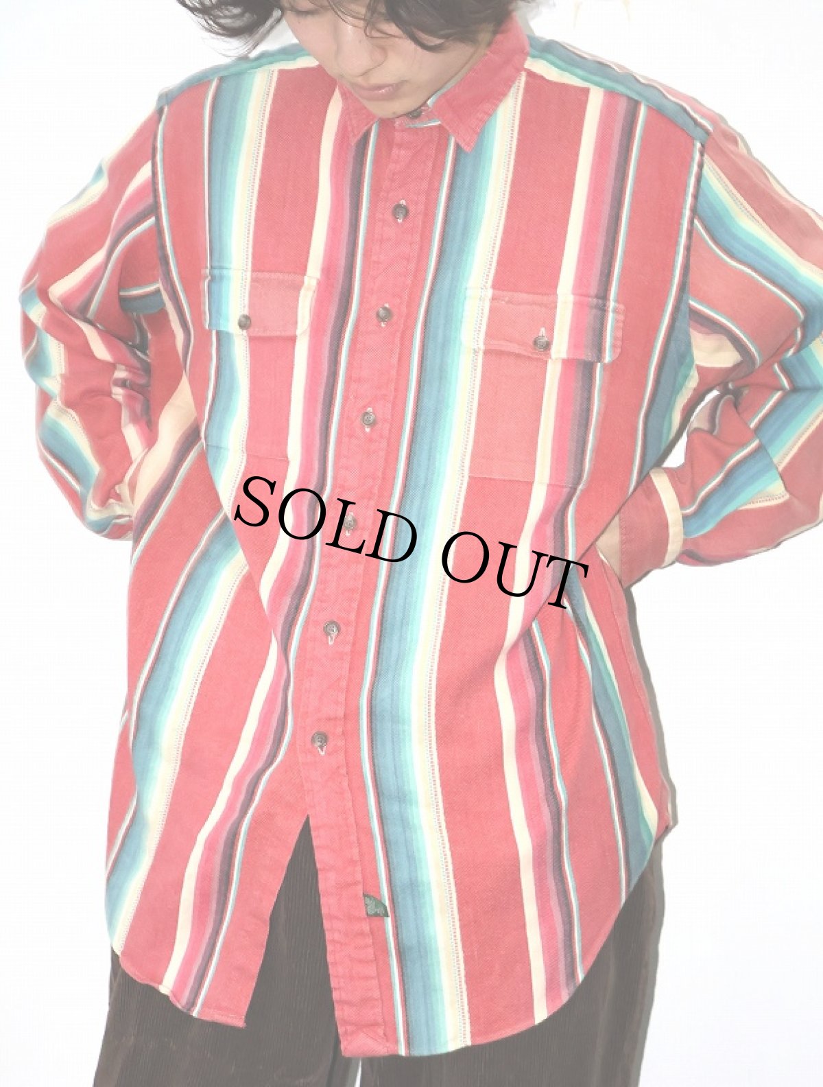 画像2: 80〜90's POLO COUNTRY Ralph Lauren ストライプ柄 コットンシャツ L (2)